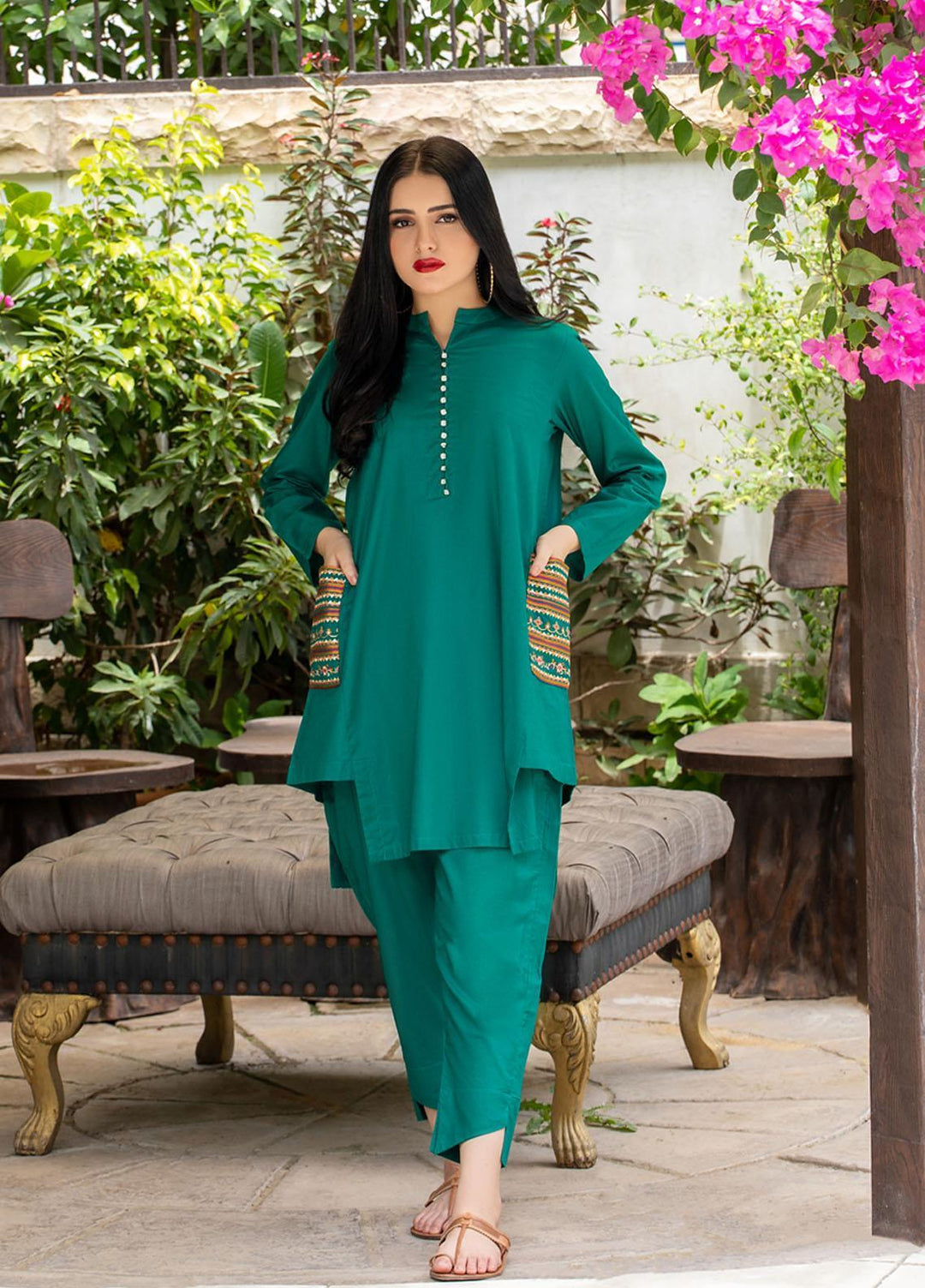 Keshia Pret  Cotton 2 Piece Suit KE22RSS Amazon -Green
