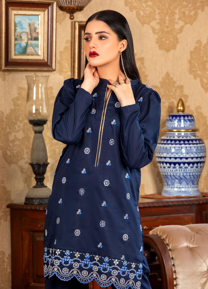 Keshia Pret  Cotton 2 Piece Suit KE22RSS Cerulean - Dark blue