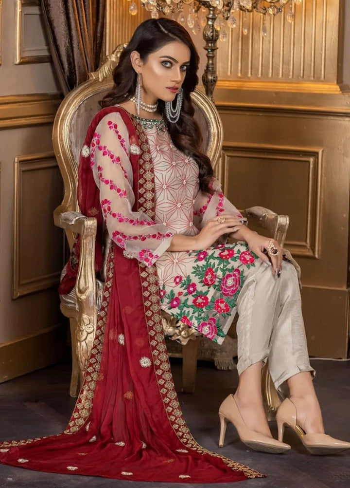 Ketifa Embroidered Organza Suits Unstitched 3 Piece Nz 0101 Splendid Pallete - Formals Collection