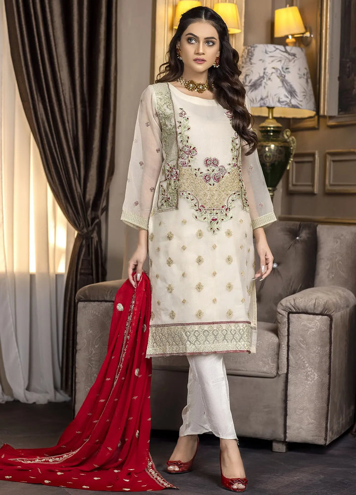 Ketifa Embroidered Organza Suits Unstitched 3 Piece Nz 0104 Blended Passion - Formals Collection