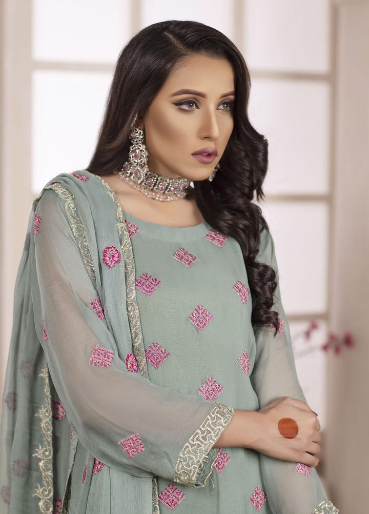 Ketifa Embroidered Chiffon Suits Unstitched 3 Piece KT21HA-0203 Crimson Shine - Luxury Collection
