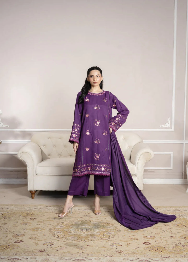 Keysha Embroidered Herringbone Suit Unstitched 3 Piece KS-H24-02 - Winter Collection