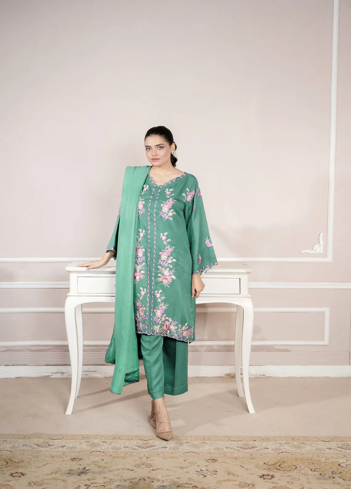 Keysha Embroidered Herringbone Suit Unstitched 3 Piece KS-H24-05 - Winter Collection