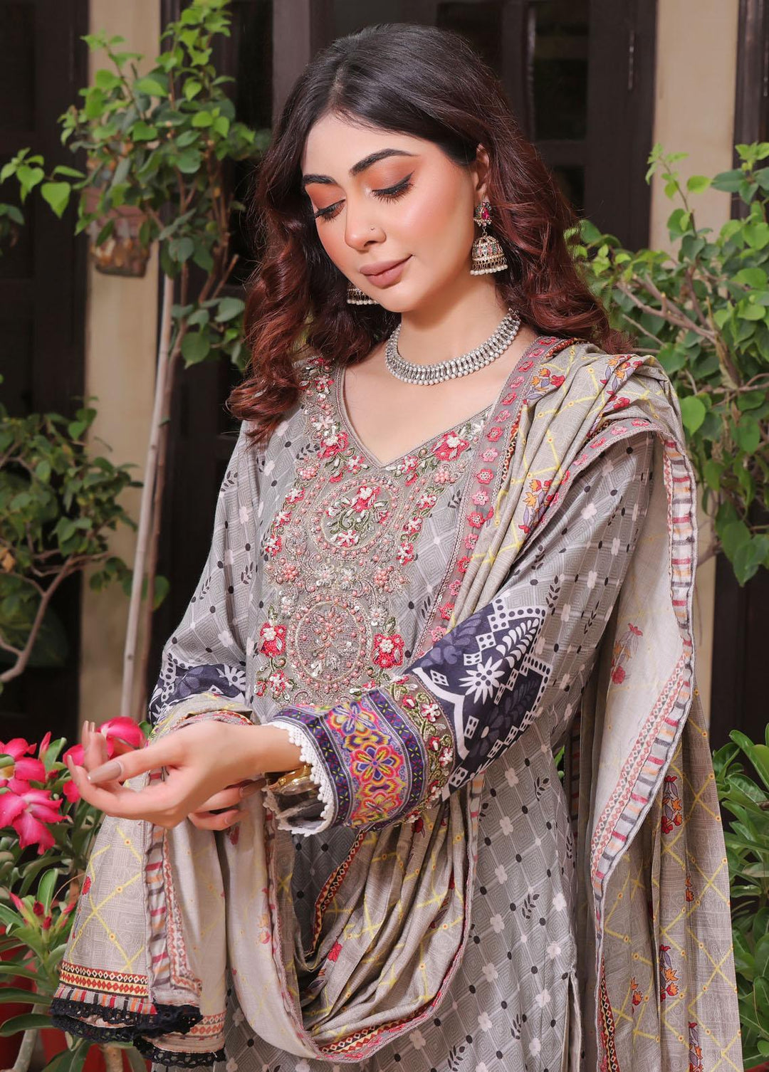 Al Harir Apparel Pret Eastern Lawn 3 Piece Suit AH-053 GREY