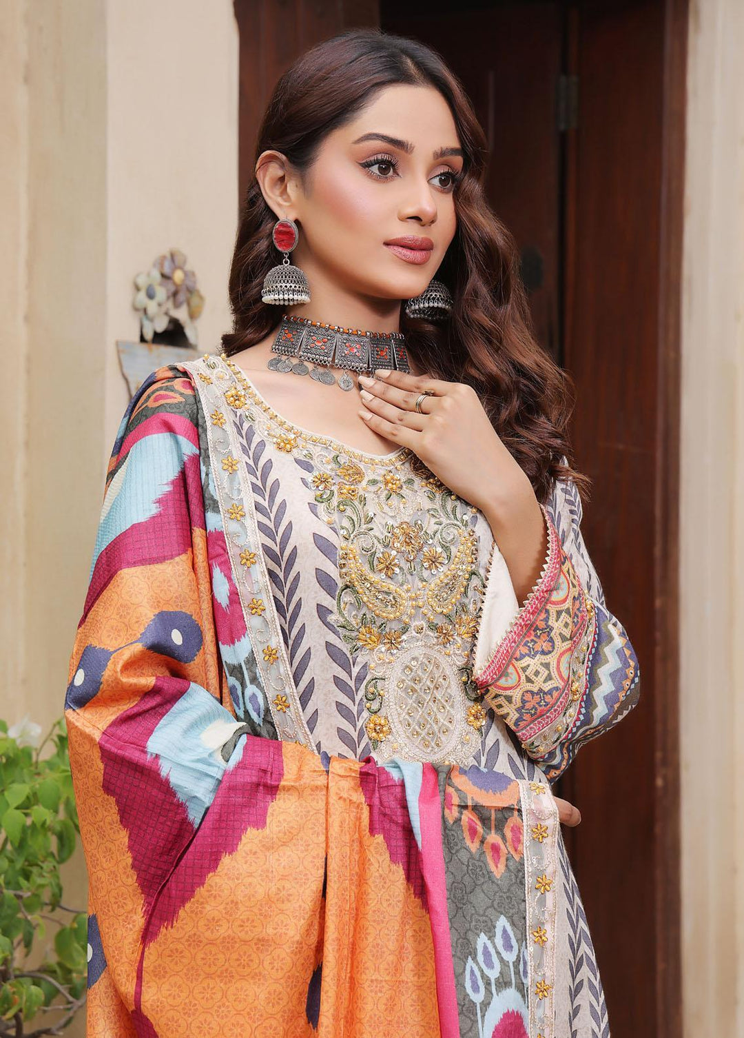 Al Harir Apparel Pret Eastern Lawn 3 Piece Suit AH-054 OFF WHITE