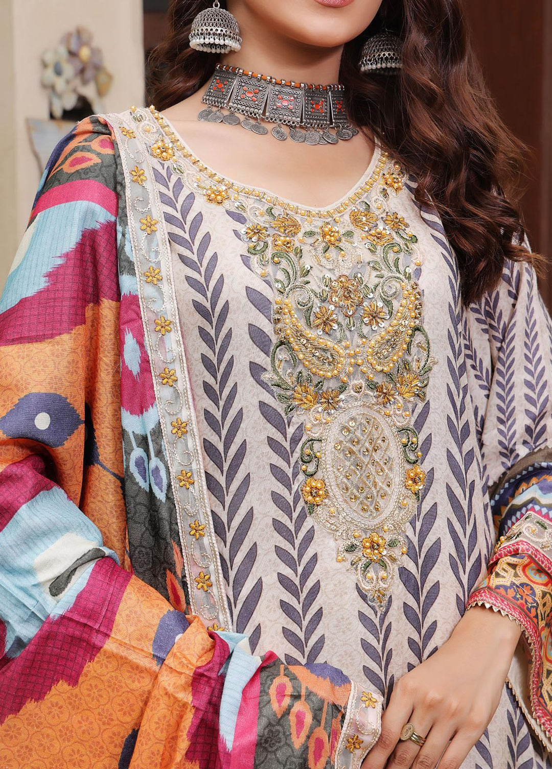 Al Harir Apparel Pret Eastern Lawn 3 Piece Suit AH-054 OFF WHITE