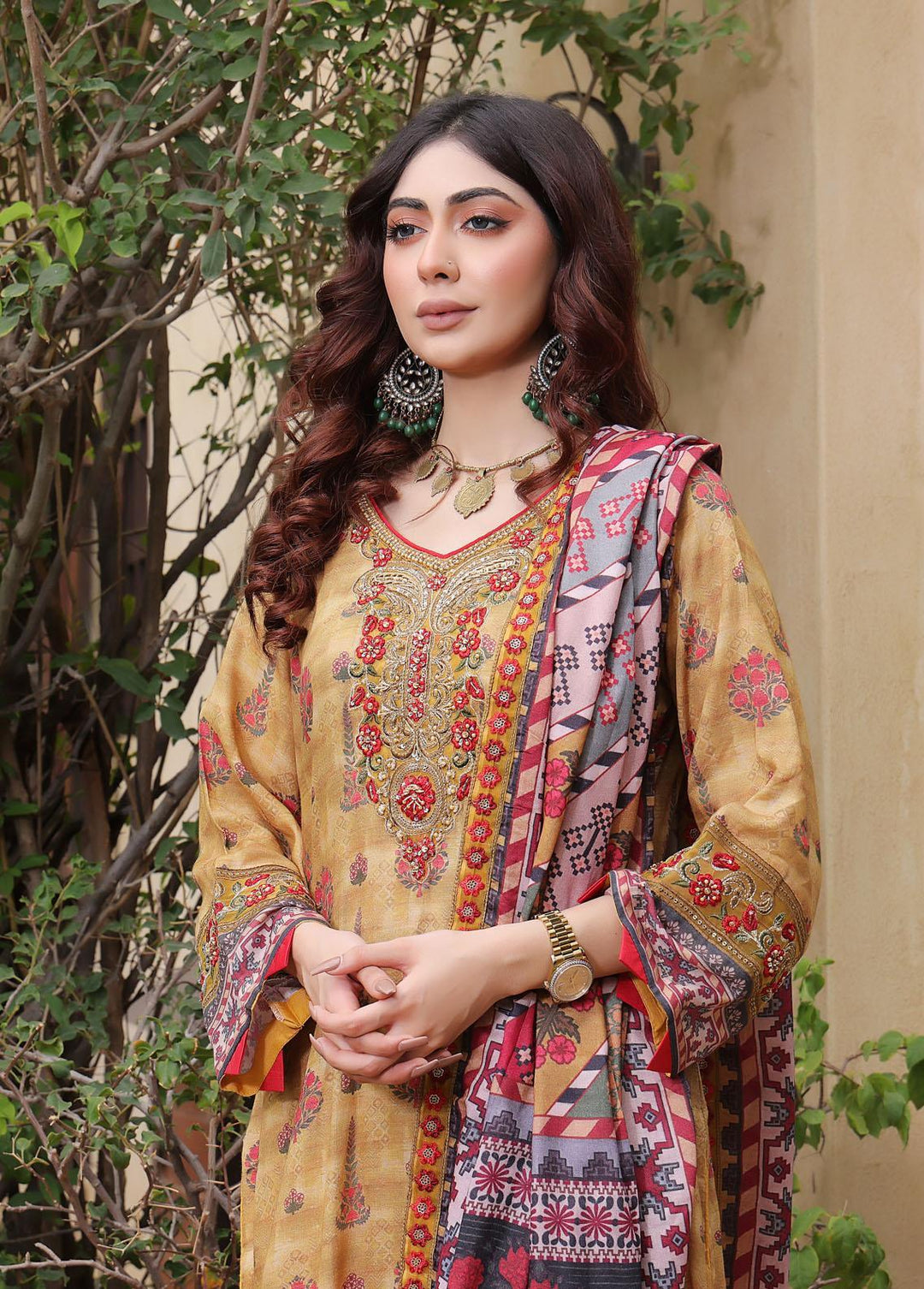 Al Harir Apparel Pret Eastern Lawn 3 Piece Suit AH-055 MUSTARD