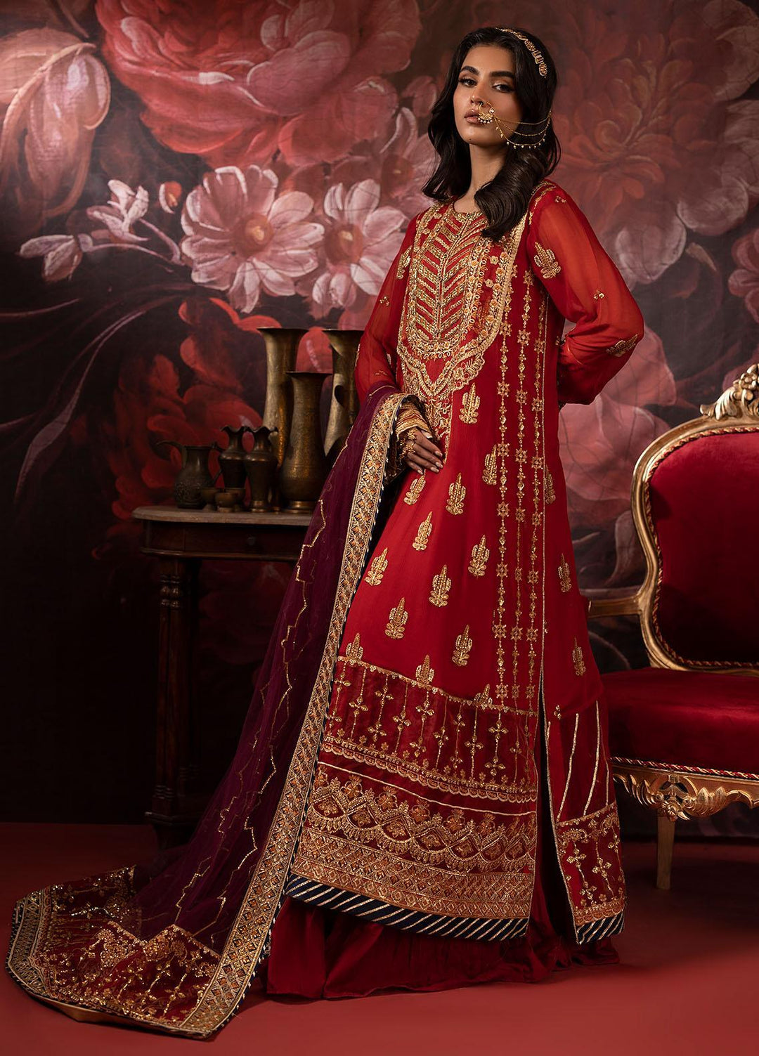 Khawab Deeda By Sahane Embroidered Chiffon Suits Unstitched 4 Piece SNE23KD KD-1103 Regalia - Formal Collection