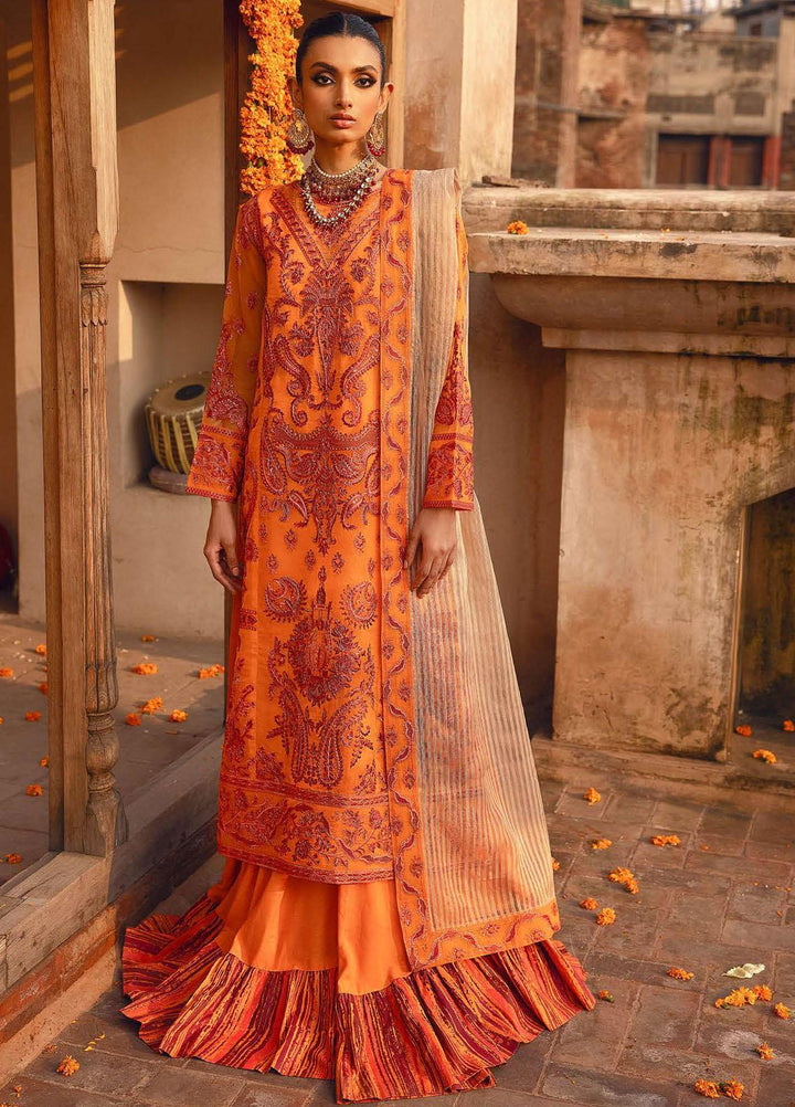 Khoobsurat By Maryum N Maria Embroidered Organza Suits Unstitched 3 Piece MNM23KH MS23541 Flame - Festive Collection