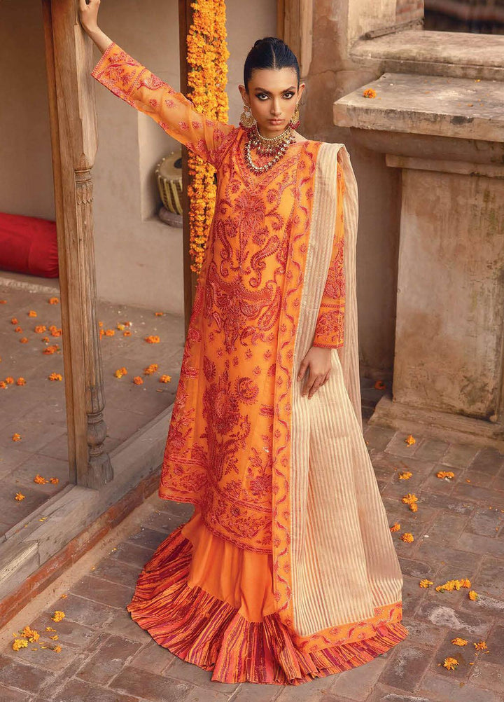 Khoobsurat By Maryum N Maria Embroidered Organza Suits Unstitched 3 Piece MNM23KH MS23541 Flame - Festive Collection