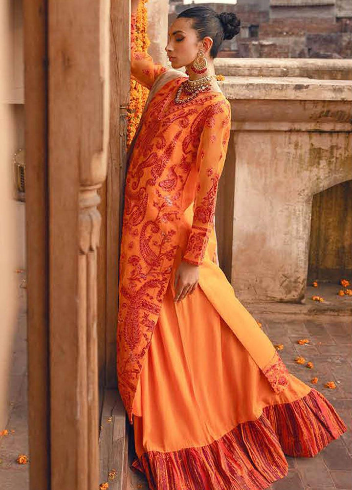 Khoobsurat By Maryum N Maria Embroidered Organza Suits Unstitched 3 Piece MNM23KH MS23541 Flame - Festive Collection