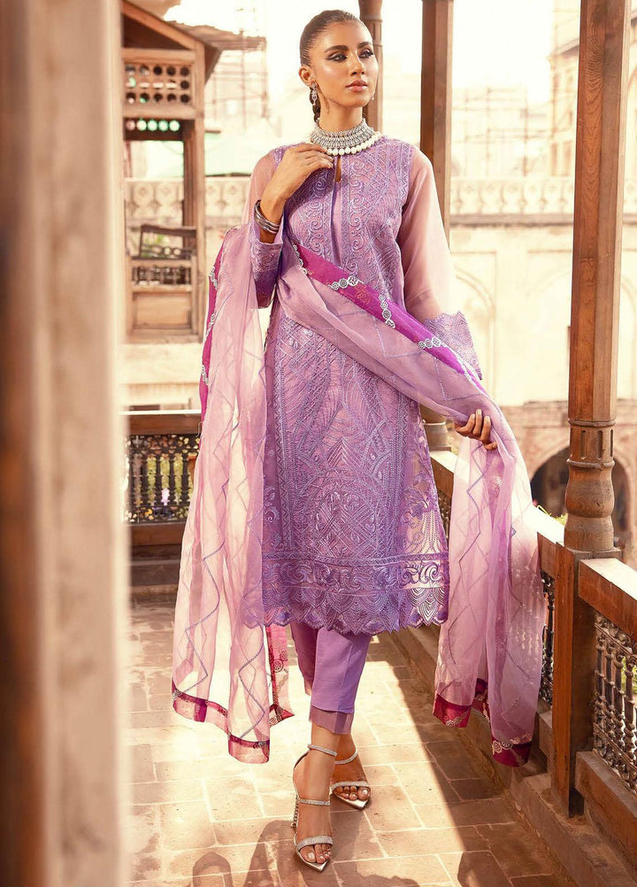 Khoobsurat By Maryum N Maria Embroidered Organza Suits Unstitched 3 Piece MNM23KH MS23542 Liatris - Festive Collection