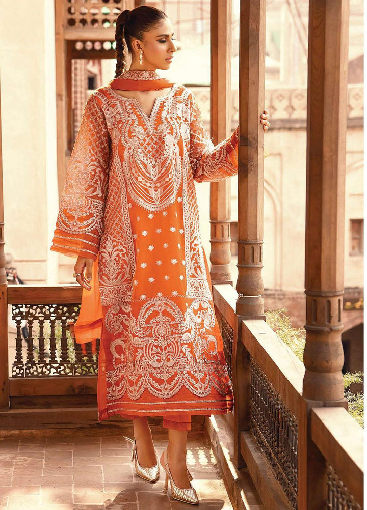 Khoobsurat By Maryum N Maria Embroidered Organza Suits Unstitched 3 Piece MNM23KH MS23544 Russert Orange - Festive Collection