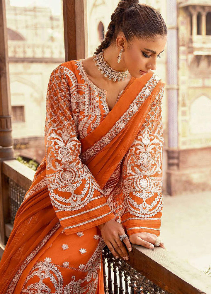 Khoobsurat By Maryum N Maria Embroidered Organza Suits Unstitched 3 Piece MNM23KH MS23544 Russert Orange - Festive Collection