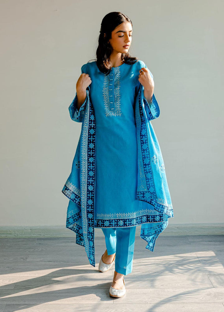 Arz  Lawn Pret 3 Piece Turquoise