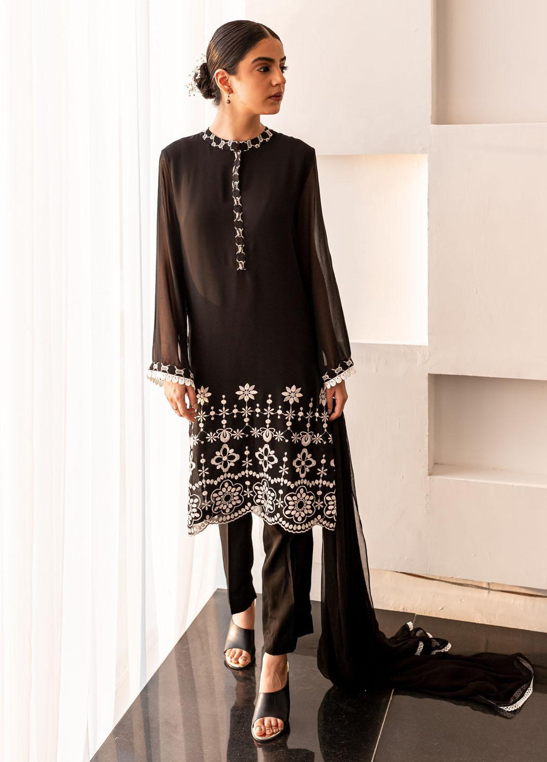 Arz  Chiffon Pret 3 Piece Onyx