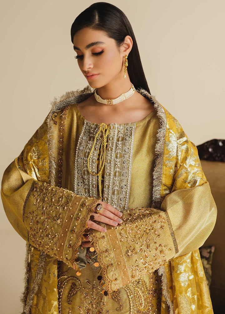 Khwaab By Maryum N Maria Embroidered Zari Suits Unstitched 3 Piece MNM22K Gold Mode (MFD-0090) - Luxury Collection