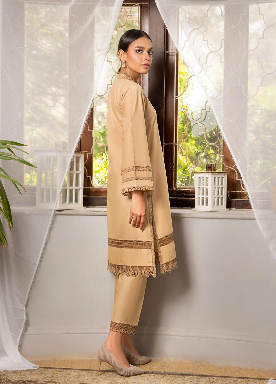 Kloth Casual Pret  Cotton 2 Piece Dress KT22SD FLAXEN