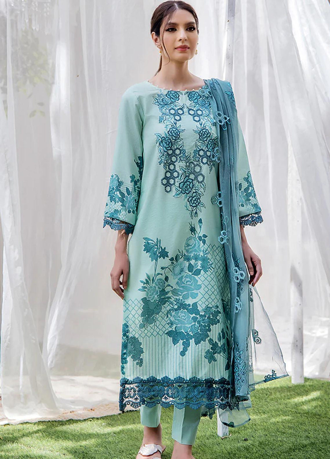 Koel By Humdum Embroidered Lawn Suits Unstitched 3 Piece HD23KL D-03 - Summer Collection