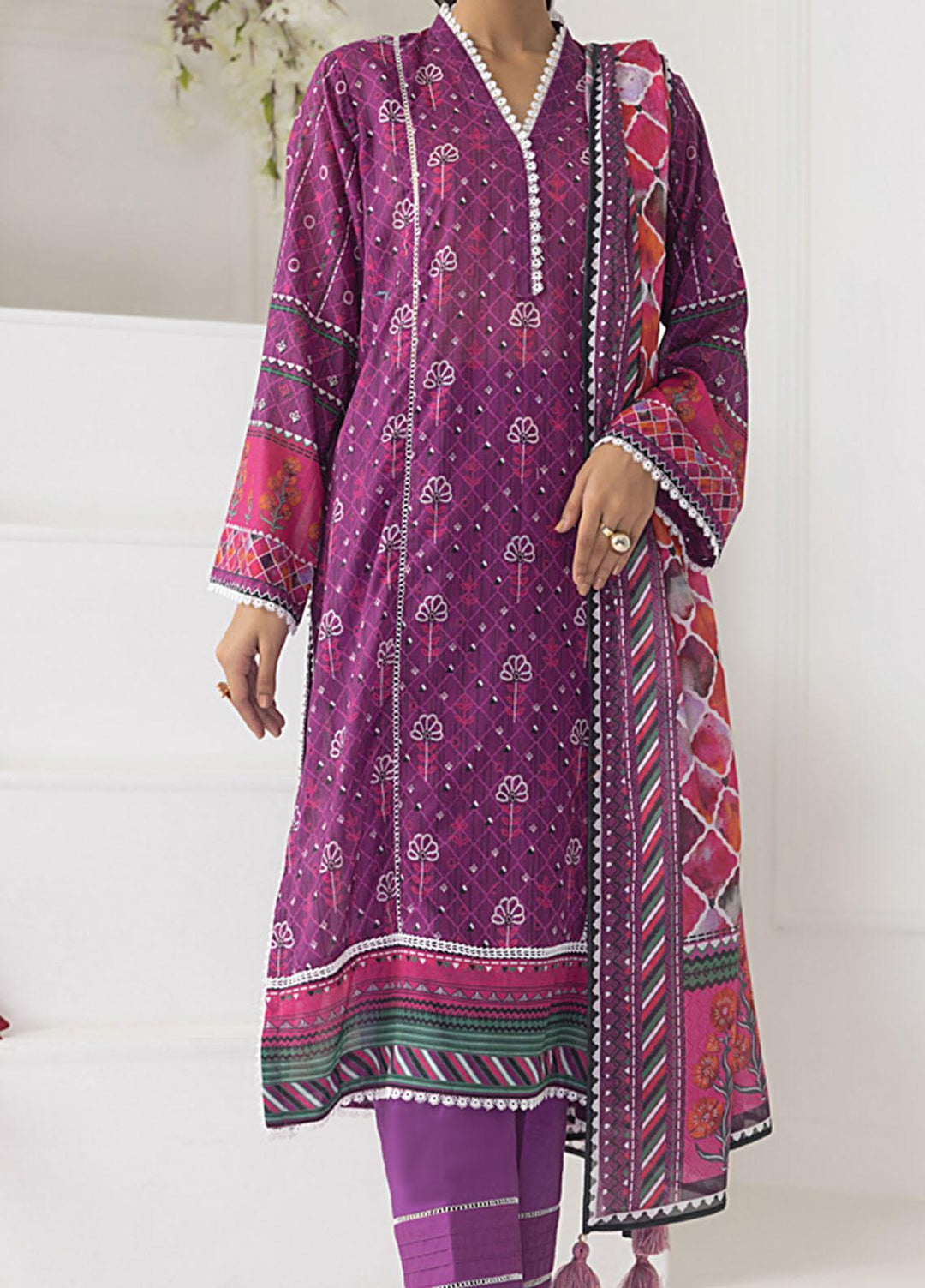 Komal Prints By Lakhany Printed Lawn Suits Unstitched 3 Piece LSM23KP-V2 LG-ZH-0081-B - Summer Collection