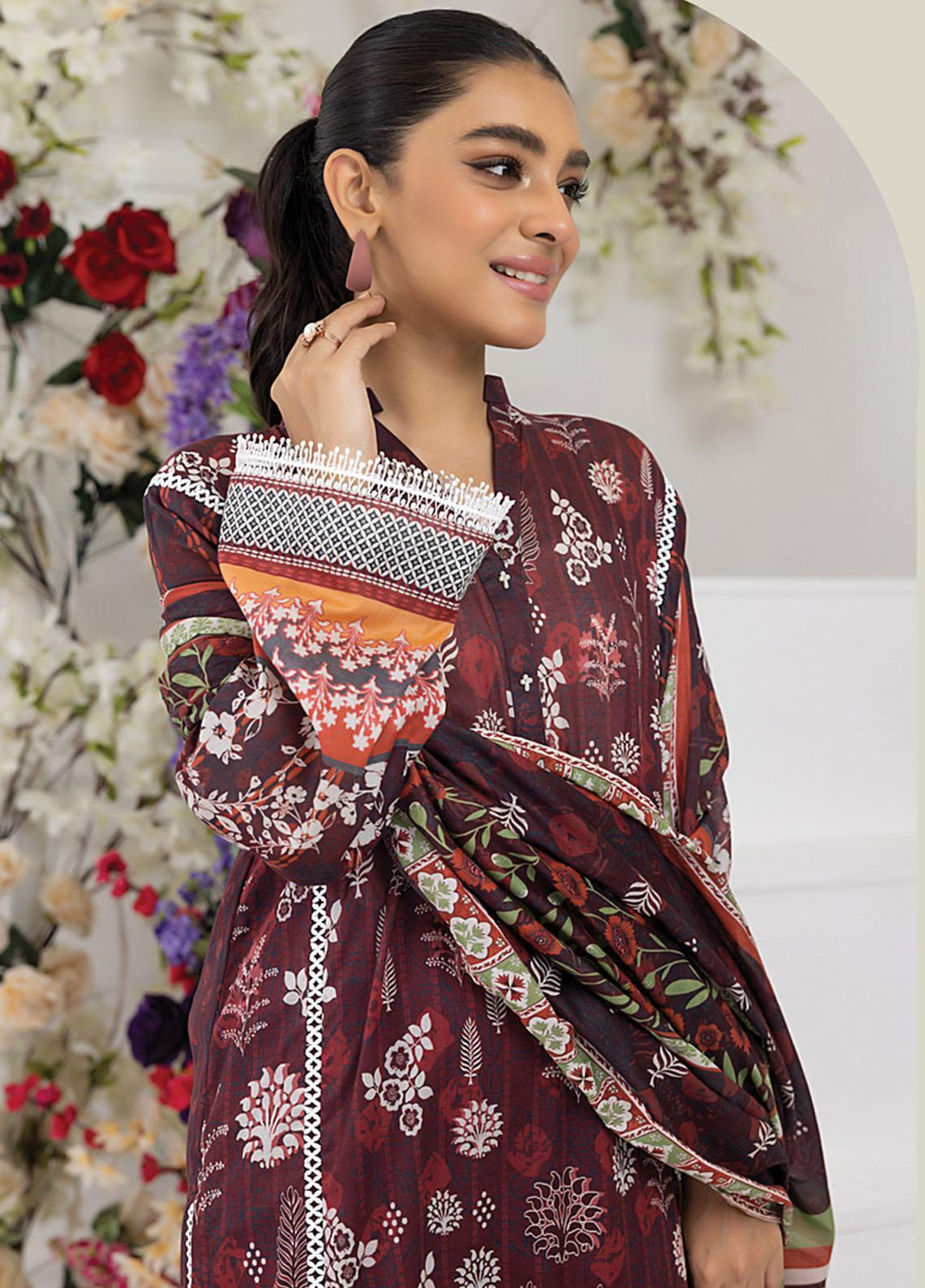 Komal Prints By Lakhany Printed Lawn Suits Unstitched 3 Piece LSM23KP-V2 LG-RM-0002-B - Summer Collection