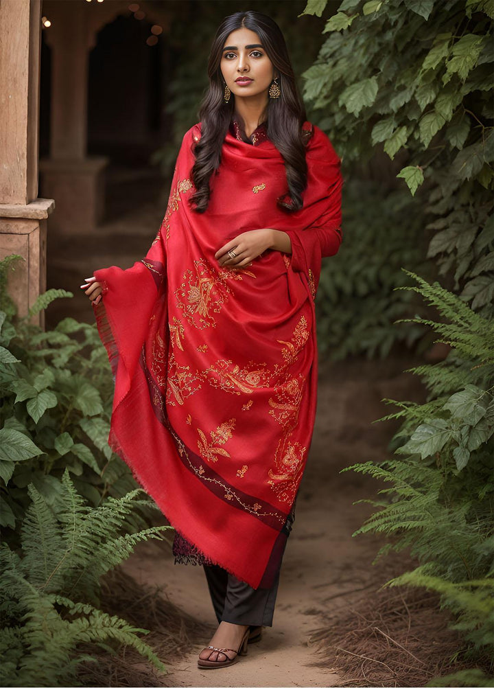 Sanaulla Exclusive Range  Pashmina  KPS 781 D-05 Red - Women Shawls