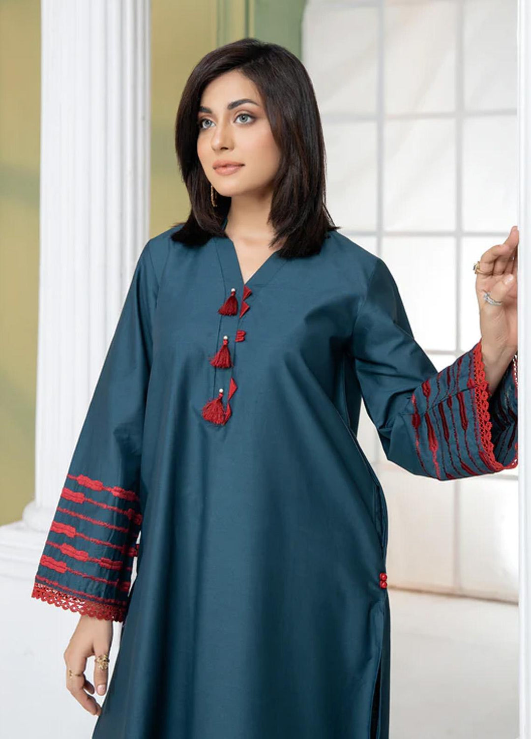 Kross Kulture Pret  Cambric Shirt KBID-22330 Teal