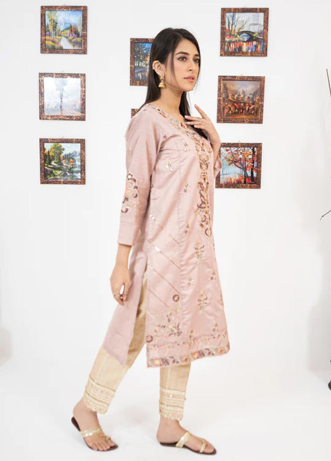 Kross Kulture Pret  Cotton Net Shirt KLE2-22266 Dul T Pink