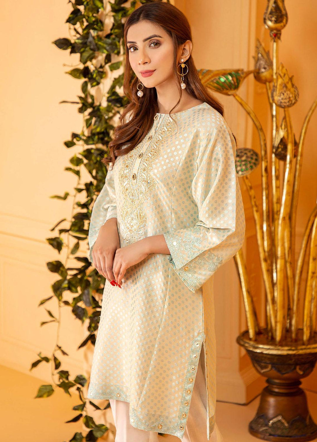 Kross Kulture Printed Lawn Stitched Kurties KK-20928 Ice Blue