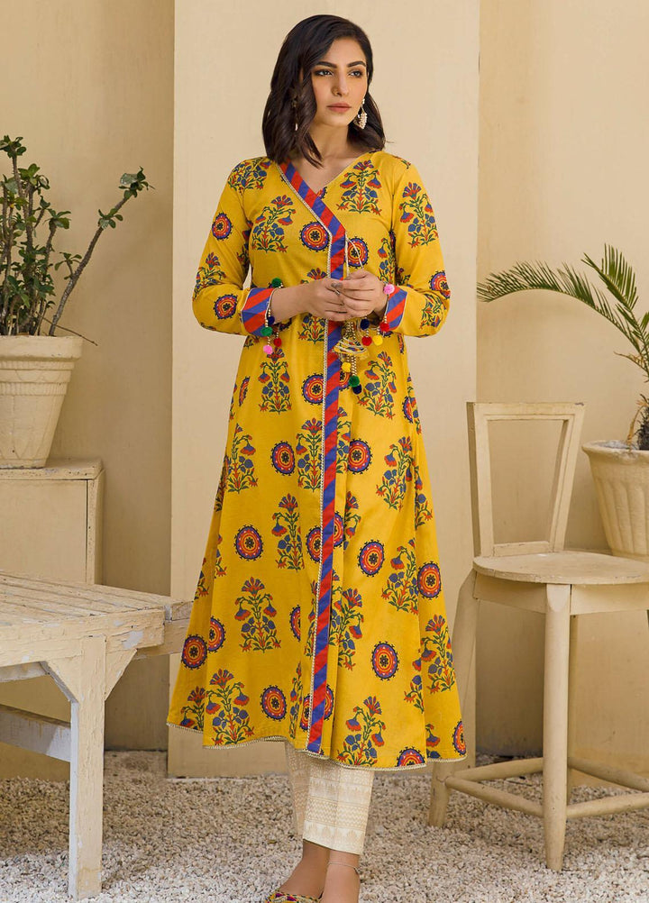 Kross Kulture Printed Lawn Stitched Kurties KPR-21190 Mustard