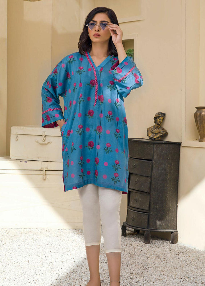 Kross Kulture Printed Lawn Stitched Kurties KPR-21195 Sky