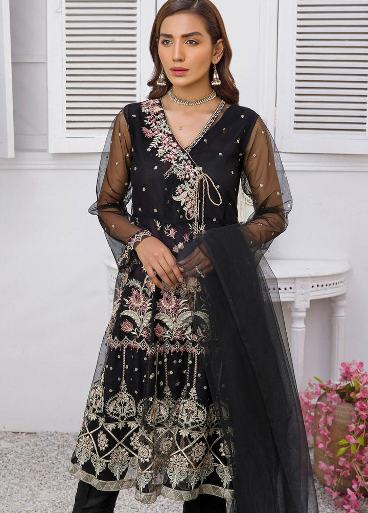 Kross Kulture Luxury Pret Embroidered Net 2 Piece Suit KLX-21242 Black