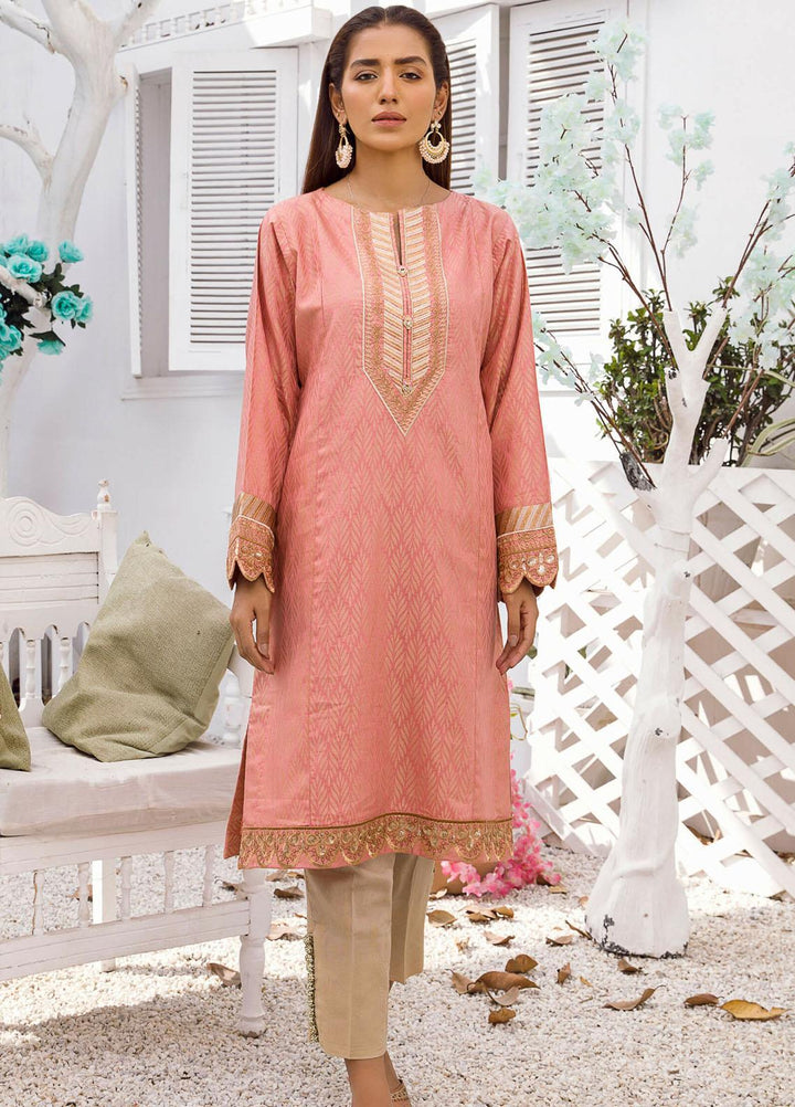 Kross Kulture Casual Pret Embroidered Jacquard Shirt KE-21164 Pink