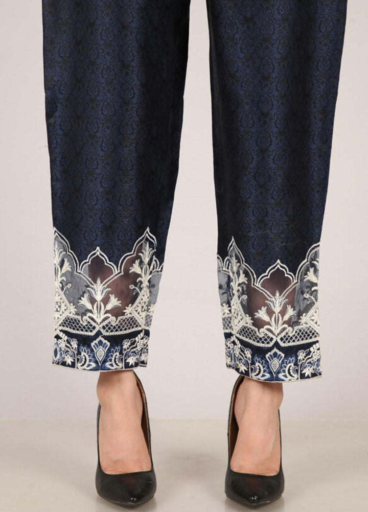 Kross Kulture Embroidered Jamawar Pret Trousers KTR-21828 B Blue