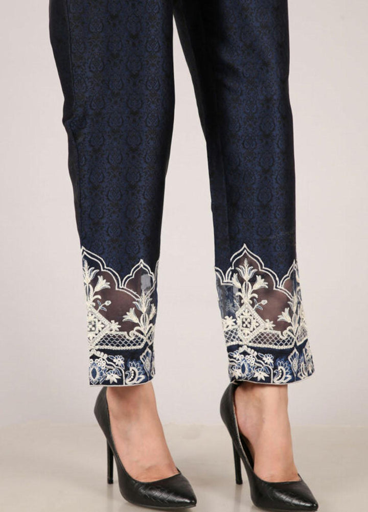 Kross Kulture Embroidered Jamawar Pret Trousers KTR-21828 B Blue