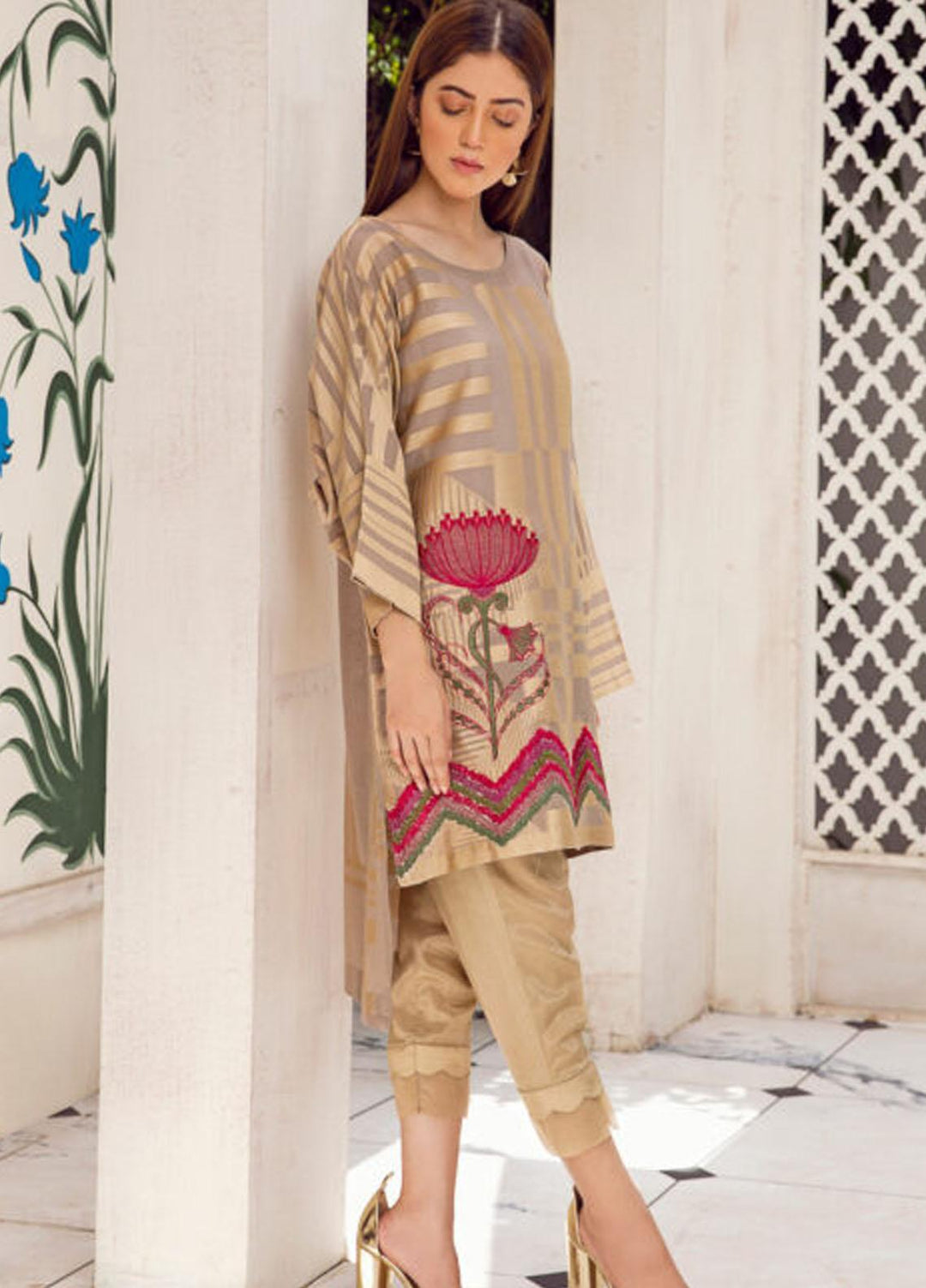 Kross Kulture Luxury Pret  Jacquard Shirt KX-21241 Beige