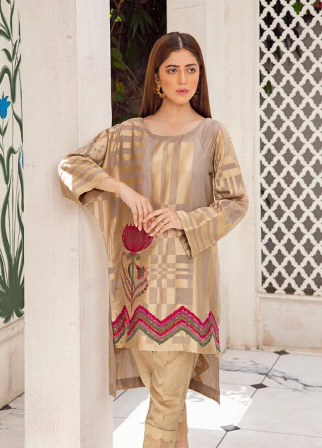 Kross Kulture Luxury Pret  Jacquard Shirt KX-21241 Beige
