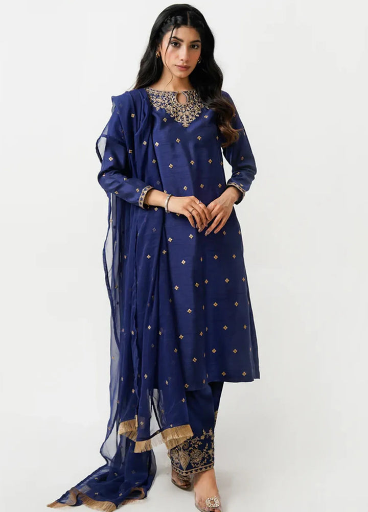 Kross Kulture Pret Embroidered Raw Silk 3 Piece Suit Sierra KLX- 00519