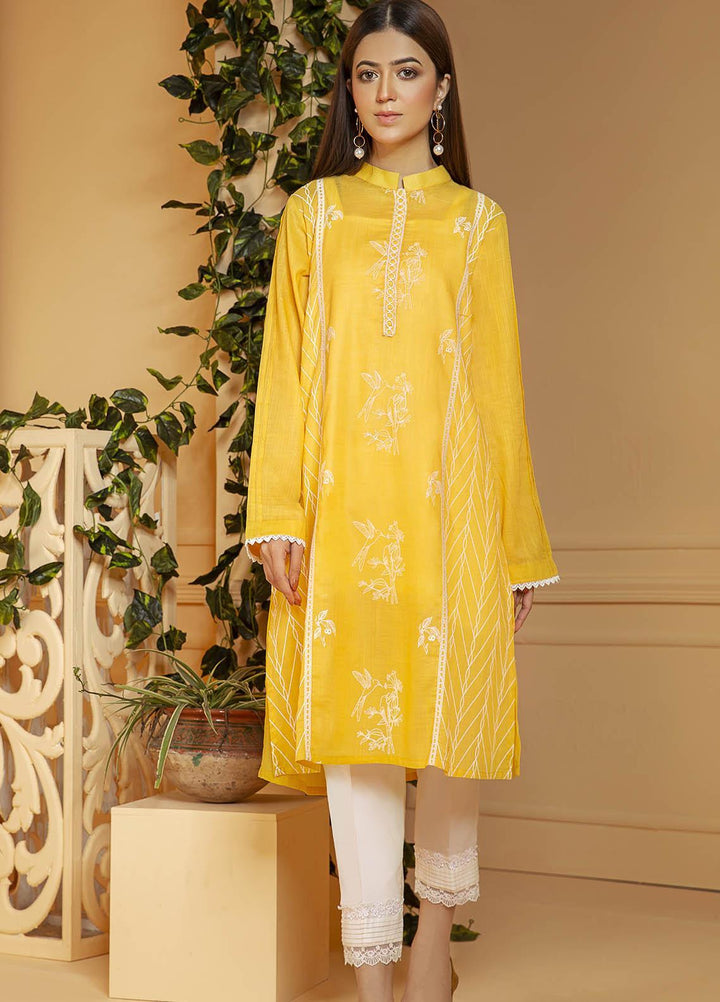 Kross Kulture Embroidered Lawn Stitched Kurtis KB-21010 Yellow