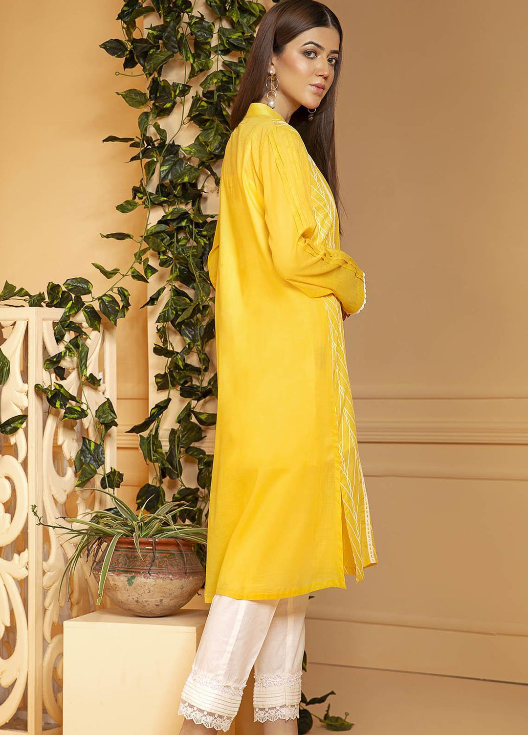 Kross Kulture Embroidered Lawn Stitched Kurtis KB-21010 Yellow