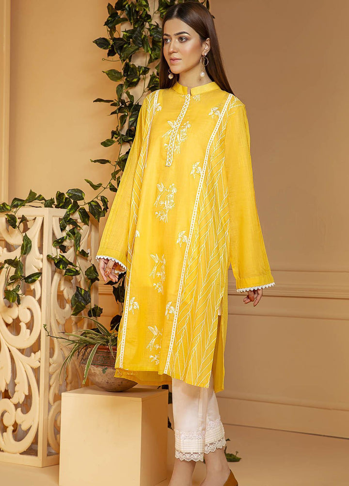 Kross Kulture Embroidered Lawn Stitched Kurtis KB-21010 Yellow