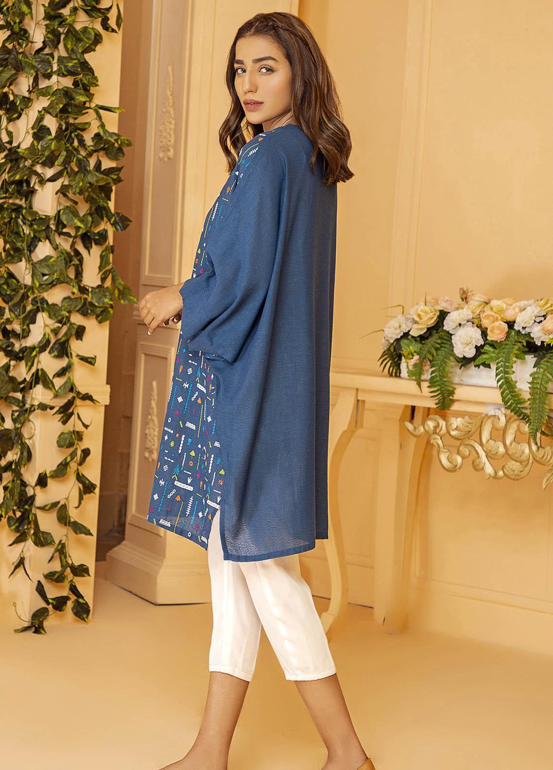 Kross Kulture Embroidered Lawn Stitched Kurtis KB-21011 Ferozee