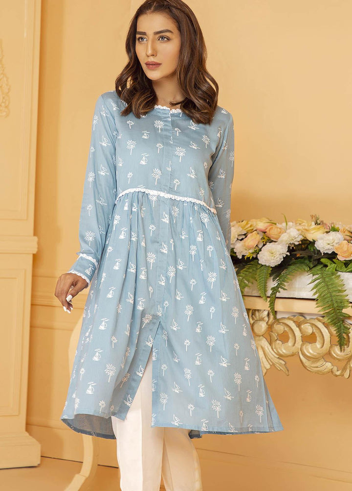 Kross Kulture Embroidered Lawn Stitched Kurtis KB-21013 Sky Blue
