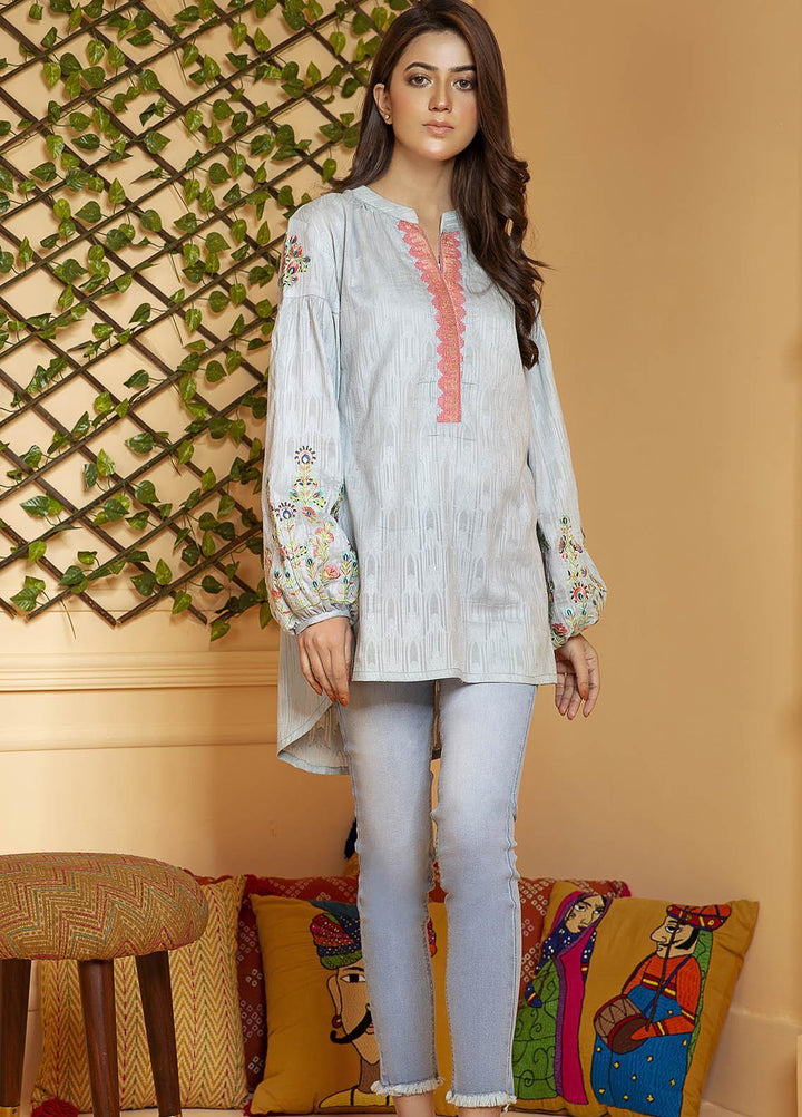 Kross Kulture Embroidered Cotton Stitched Kurtis KB-21019 Aqua