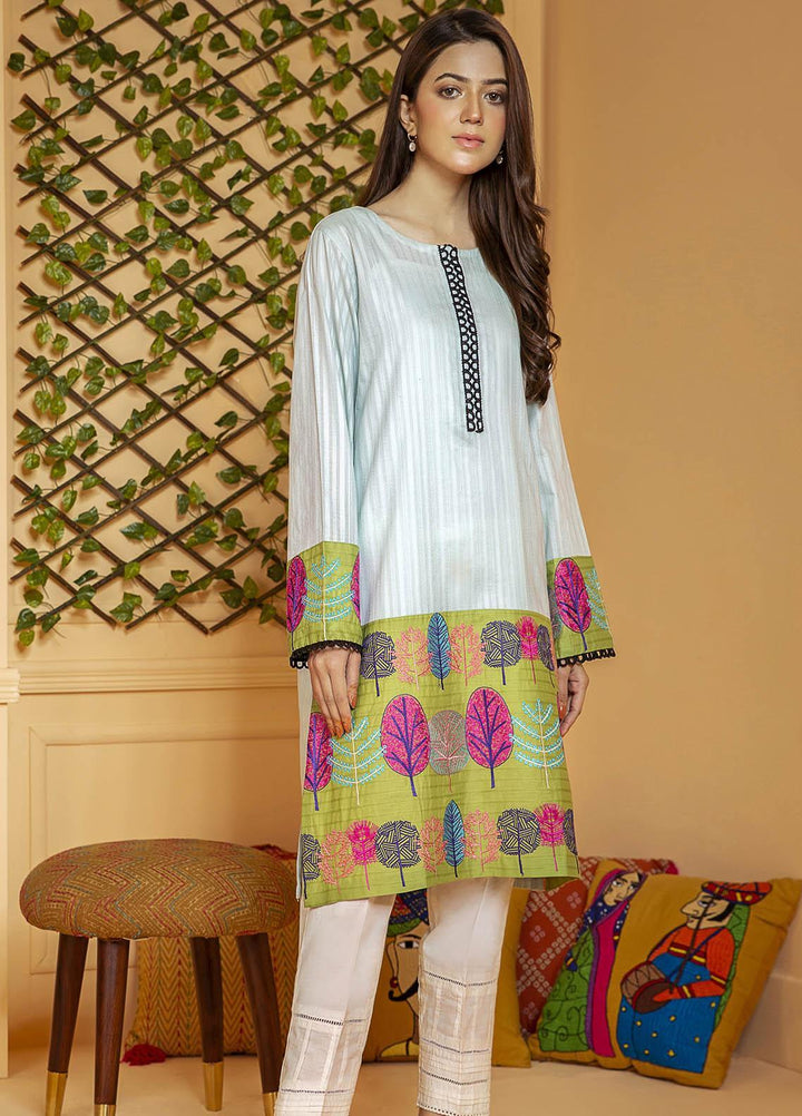 Kross Kulture Embroidered Cotton Stitched Kurtis KB-21030 Sky Blue