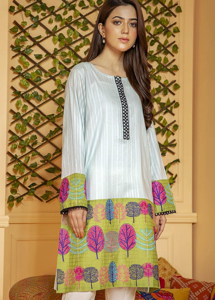 Kross Kulture Embroidered Cotton Stitched Kurtis KB-21030 Sky Blue