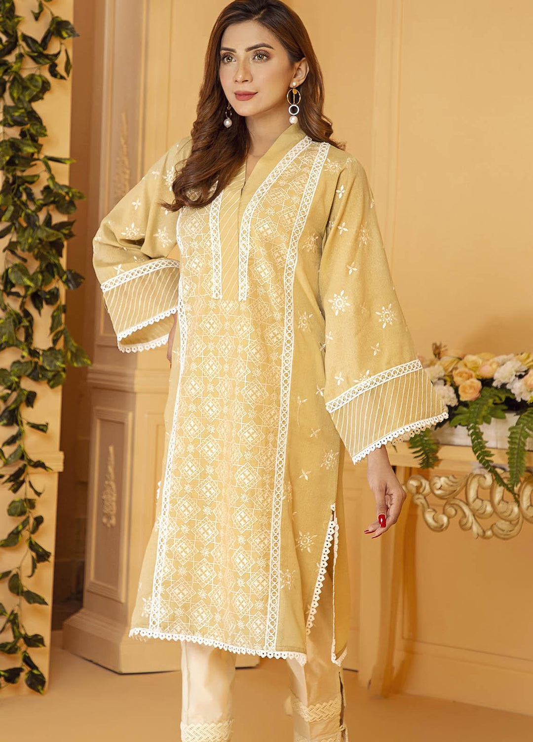 Kross Kulture Embroidered Karandi Stitched Kurtis KB-21031 Skin