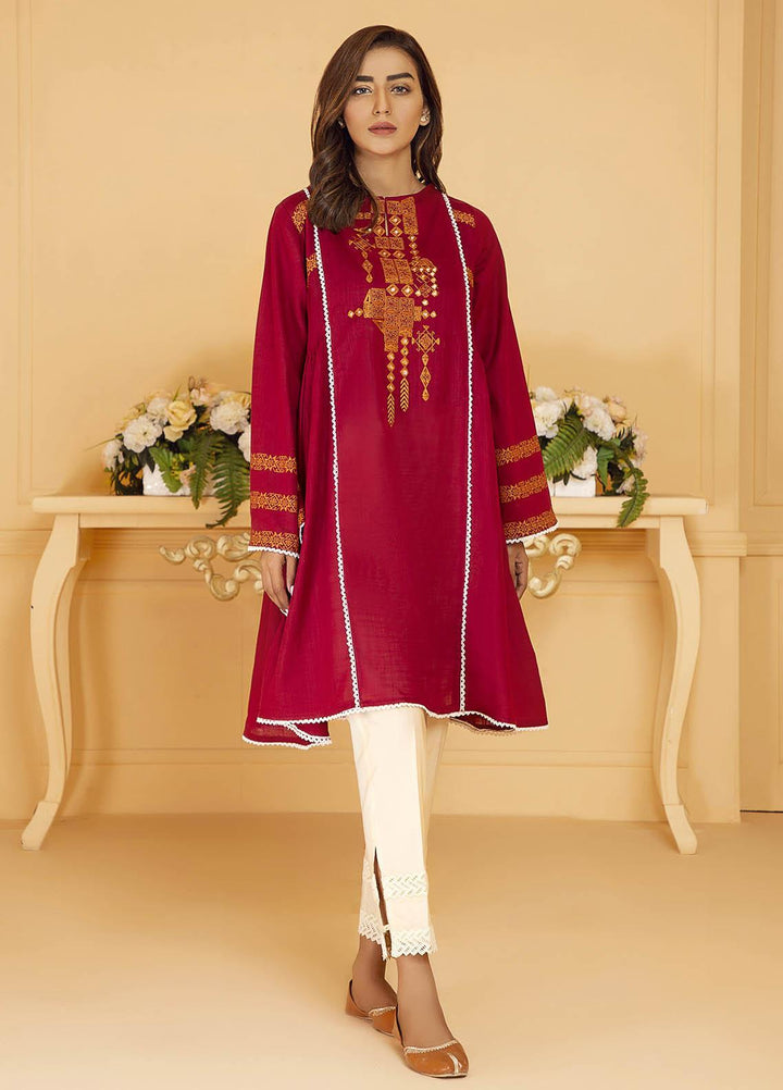 Kross Kulture Embroidered Lawn Stitched Kurtis KB-21054 Maroon