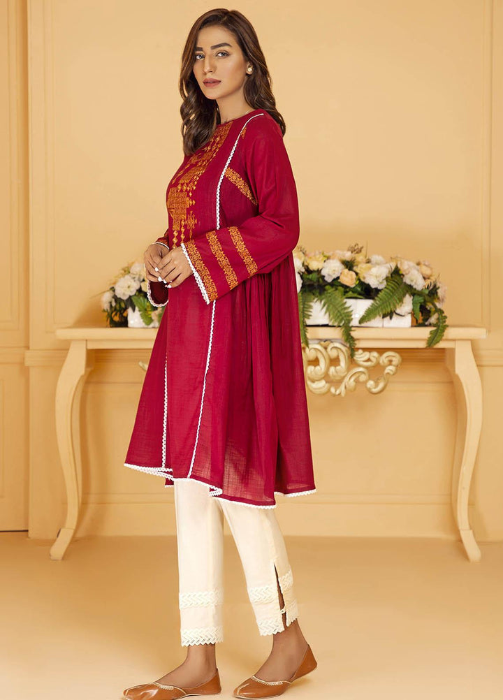Kross Kulture Embroidered Lawn Stitched Kurtis KB-21054 Maroon
