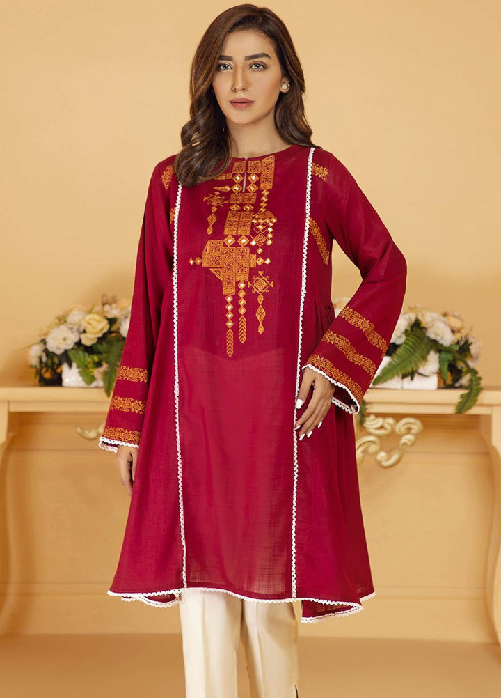 Kross Kulture Embroidered Lawn Stitched Kurtis KB-21054 Maroon